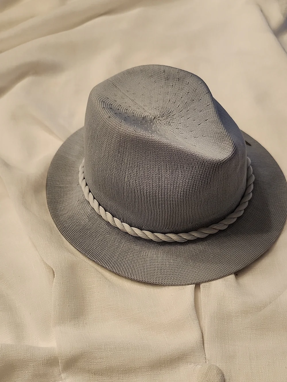 Kangol England New Tropic Trader Grey Blue Fedora Hat, XL, $55